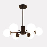 Glass and Gold Chandelier with Simple Iron Design